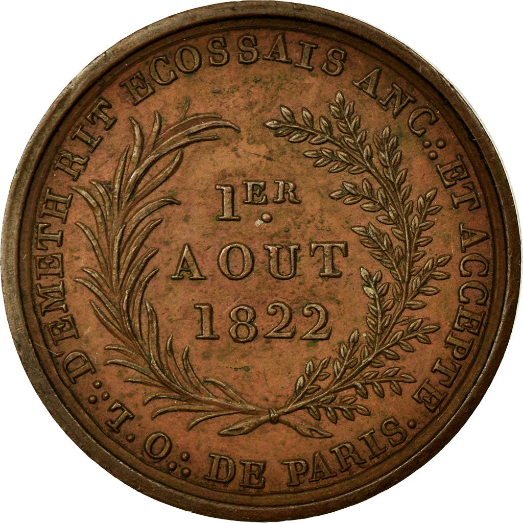 France, Token, Masonic, 1822, AU(55-58), Copper, Labouret:314