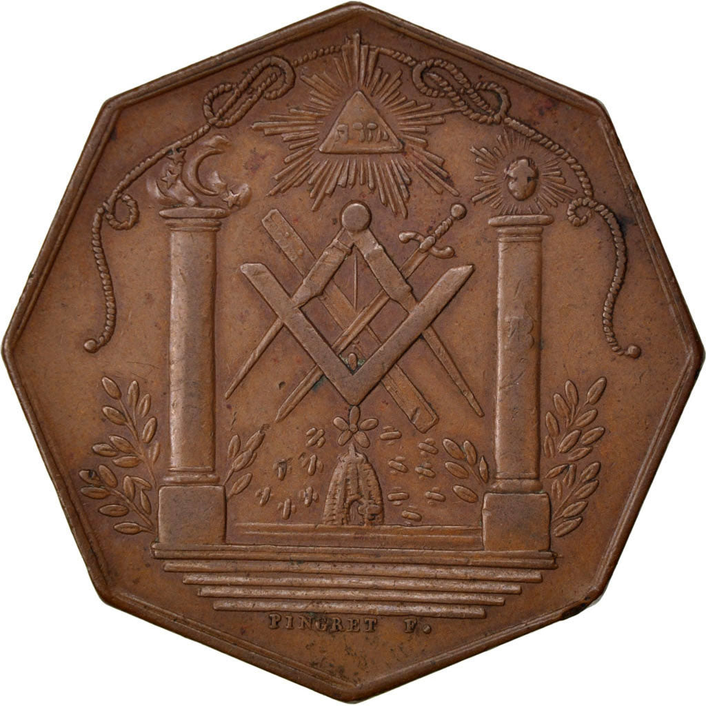 Francia, Token, Masonic, 1816, Pingret, SPL-, Rame, Labouret:356