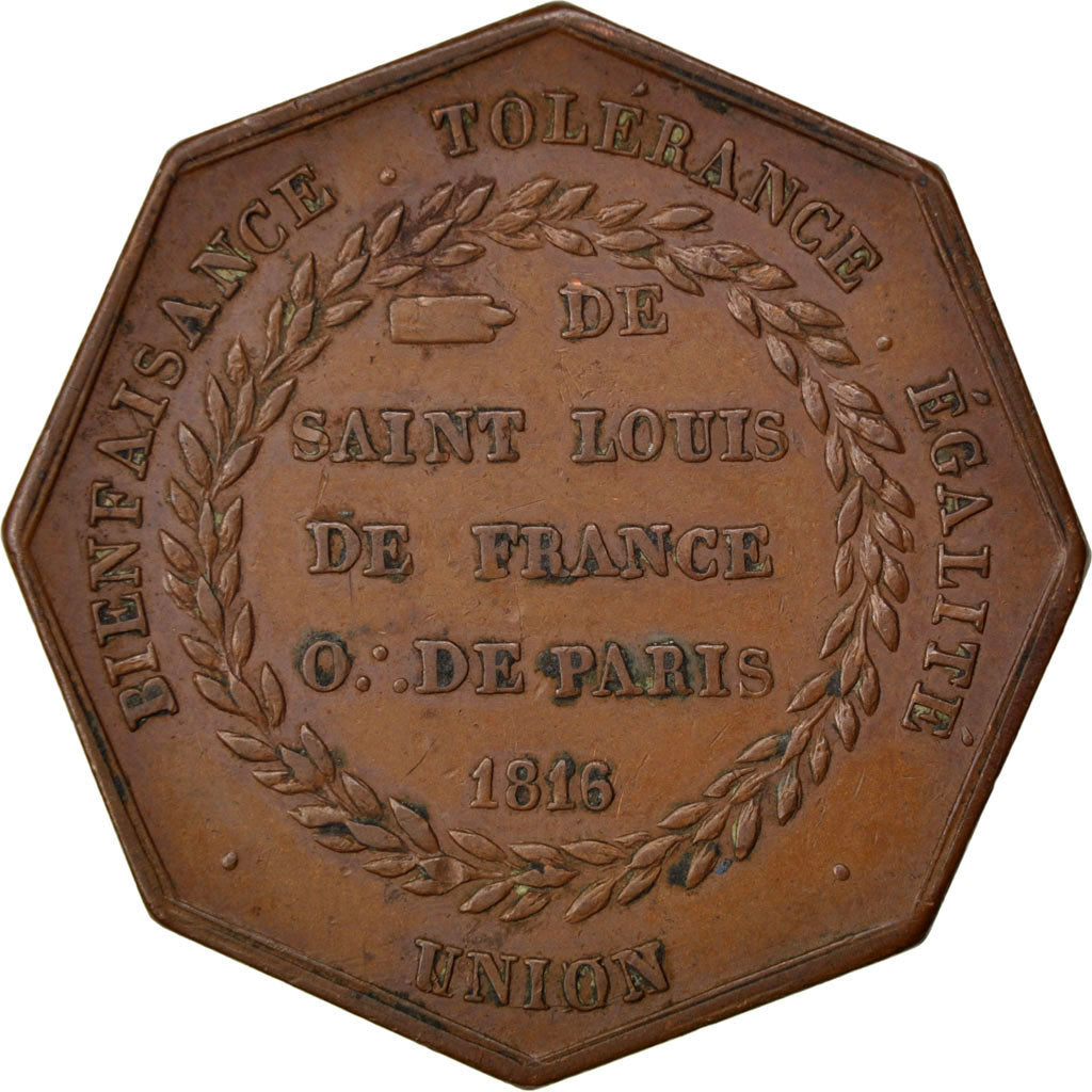 Francia, Token, Masonic, 1816, Pingret, SPL-, Rame, Labouret:356