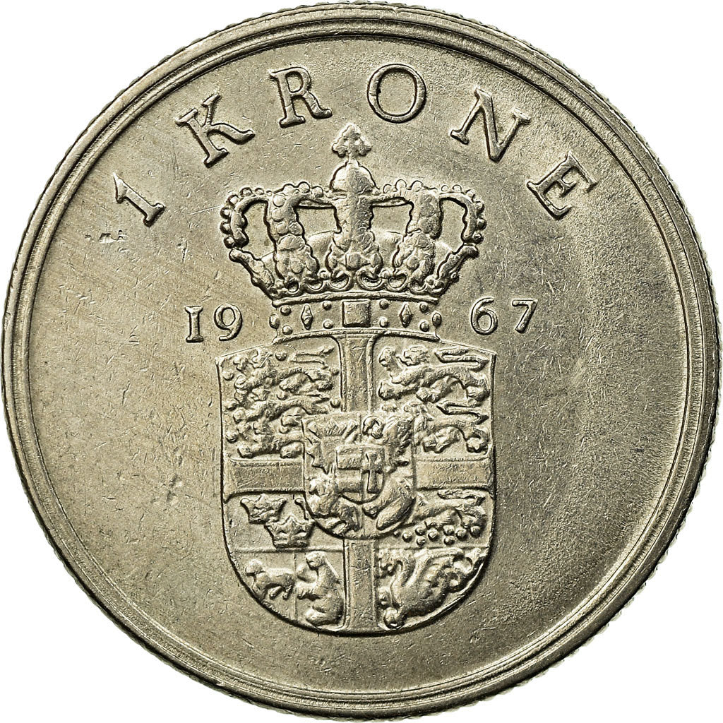 Moeda, Dinamarca, Frederik IX, Krone, 1967, Copenhagen, EF(40-45)