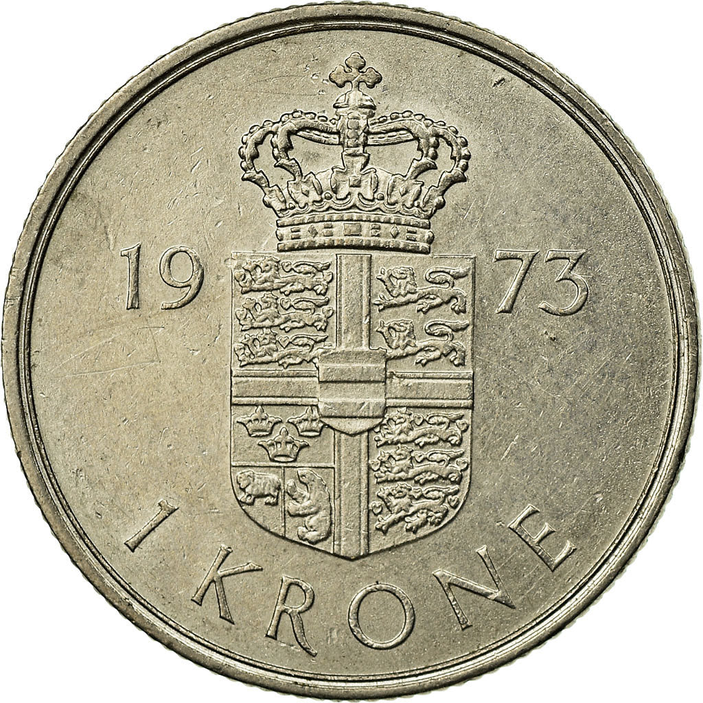 Moneda, Dinamarca, Margrethe II, Krone, 1973, Copenhagen, MBC, Cobre - níquel