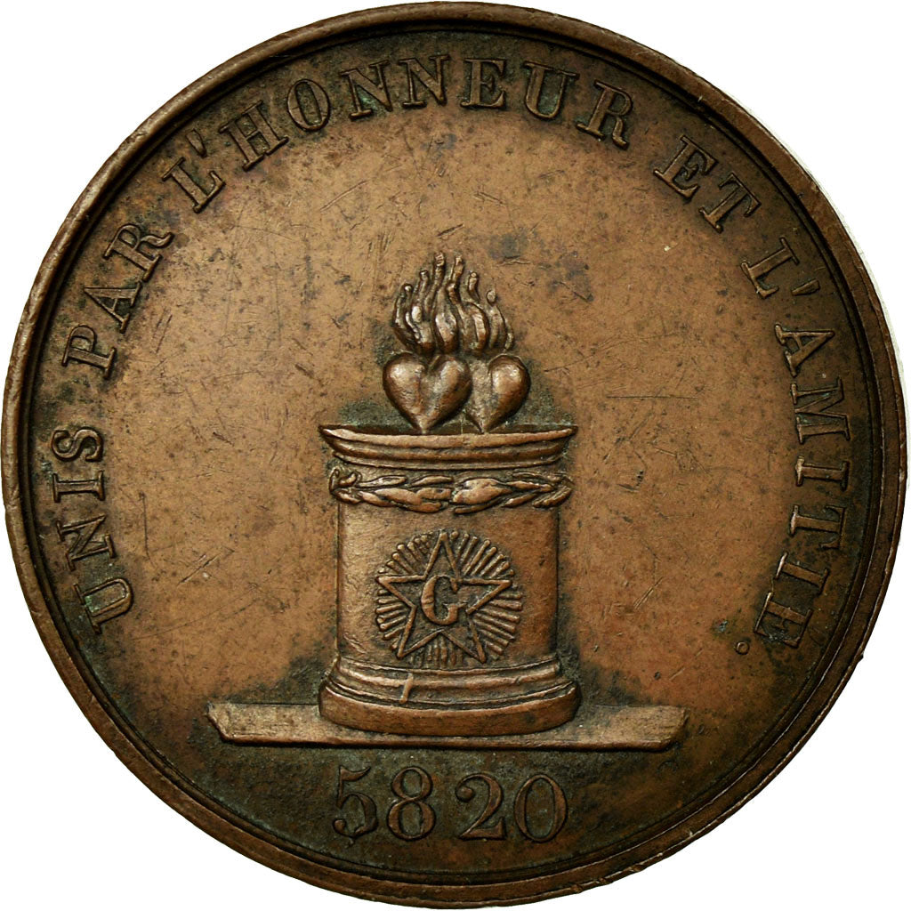 France, Token, Masonic, 1820, AU(55-58), Copper, Labouret:184