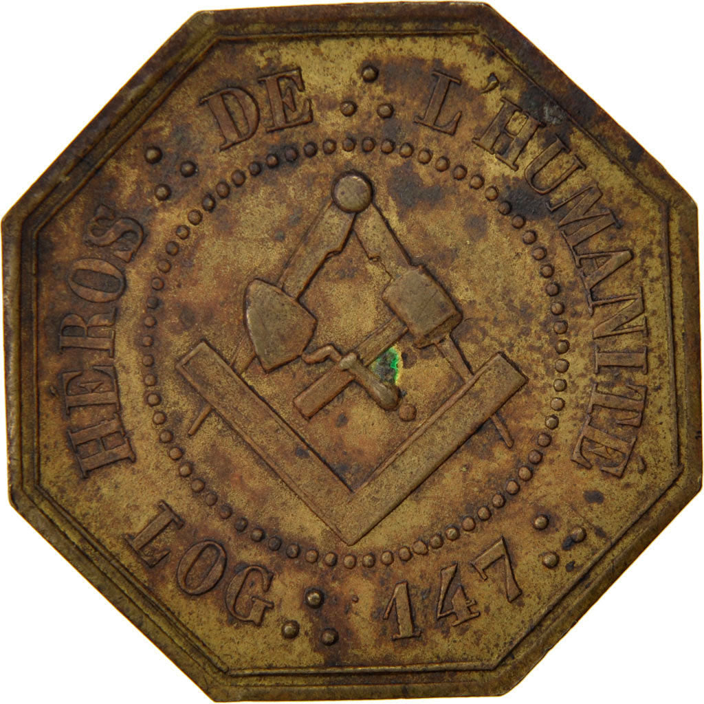 France, Masonic, Token, AU(50-53), Brass, Labouret #252, 5.05