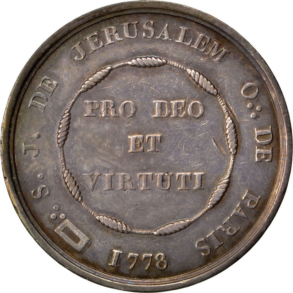 France, Masonic, Token, 1778, AU(55-58), Silver, Labouret #353, 8.73