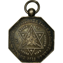 Francja, Medal, Masoneria, Les Ecossais Inséparables, 1853, AU(55-58), Srebro