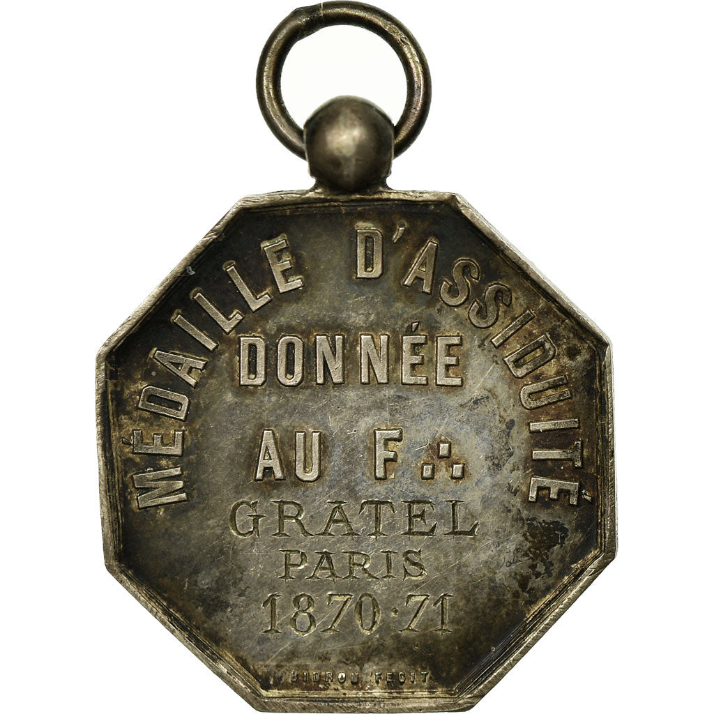 France, Medal, Masonic, Les Ecossais Inséparables, 1853, AU(55-58), Silver