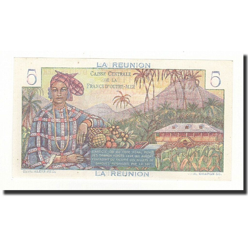 Banknote, Réunion, 5 Francs, 1947, KM:41a, UNC(65-70)
