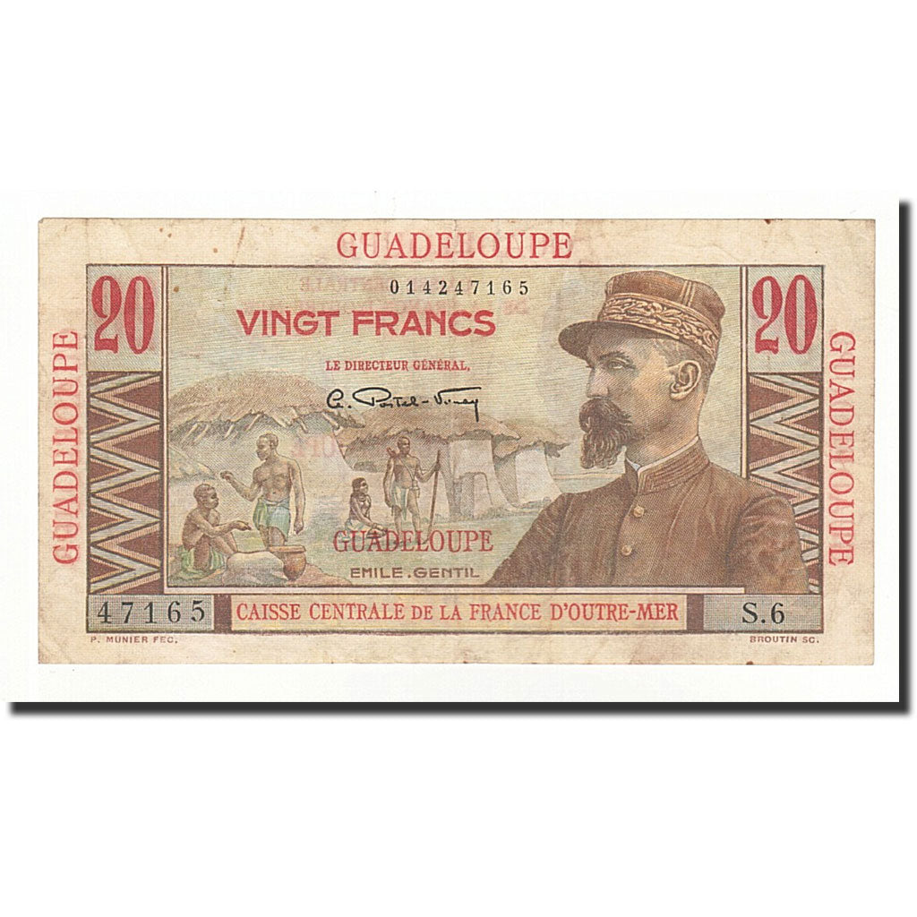 Guadeloupe, 20 Francs, 1947, KM:33, VF(30-35)