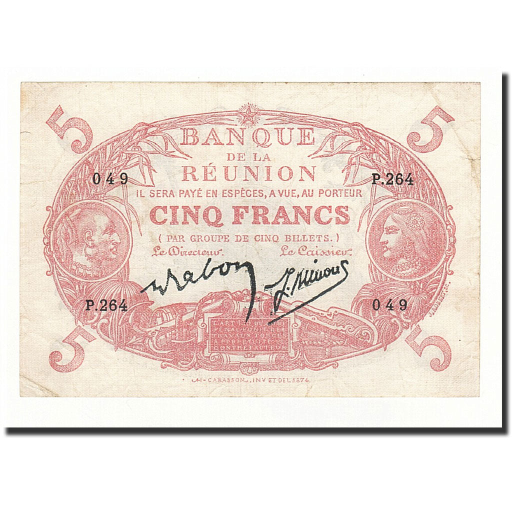 Billet, Réunion, 5 Francs, 1930, KM:14, TTB+