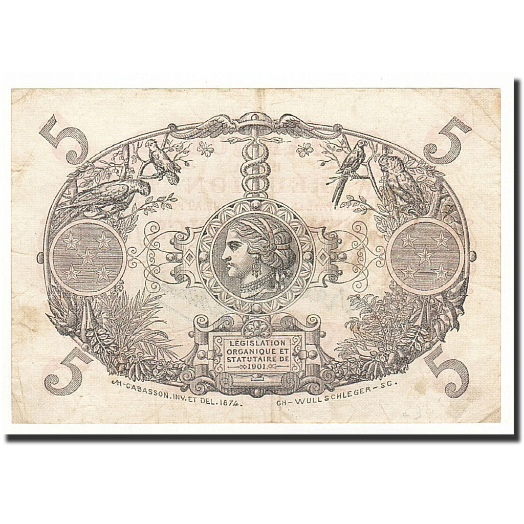 Billet, Réunion, 5 Francs, 1930, KM:14, TTB+