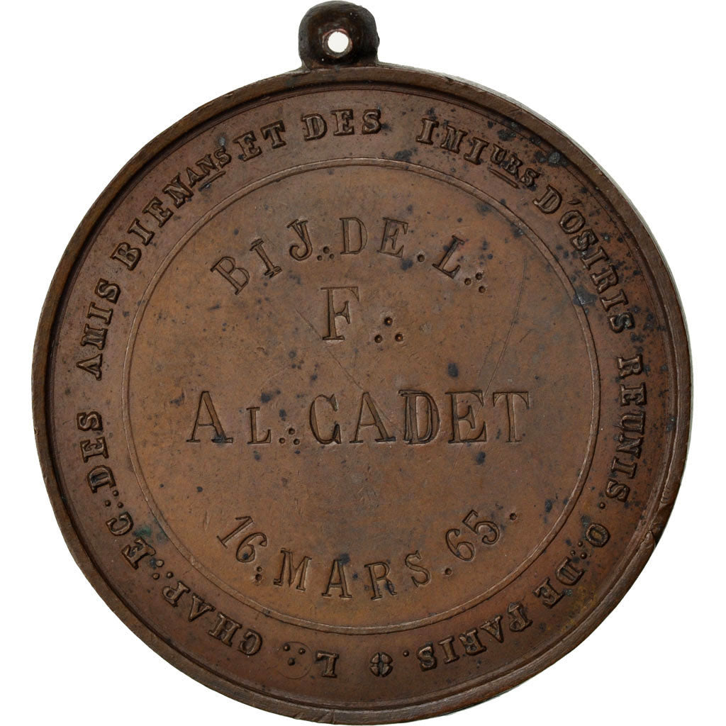 France, Masonic, Token, 1840, AU(55-58), Copper, Labouret #95, 20.22