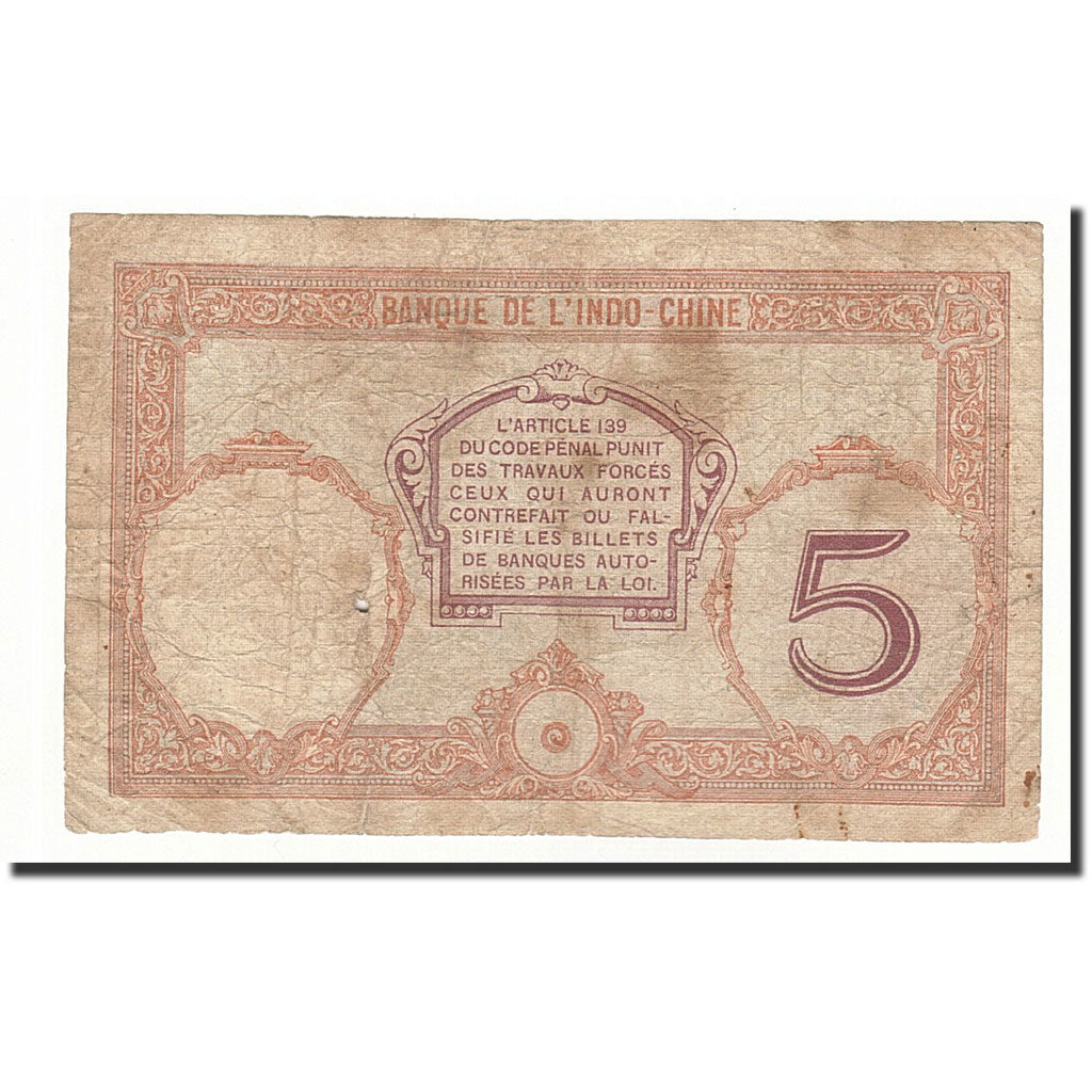 Tahiti, 5 Francs, 1927, KM:11b, VG(8-10)