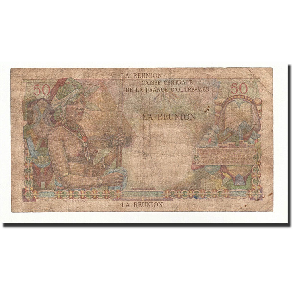 Réunion, 50 Francs, 1947, KM:44a, VG(8-10)