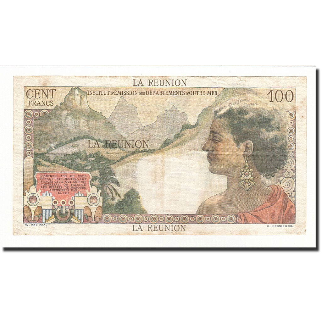 Réunion, 100 Francs, 1960, KM:49a, BB