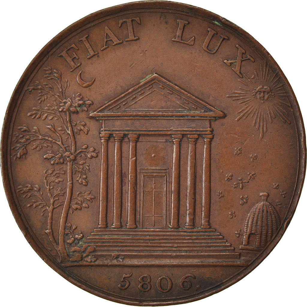 France, Masonic, Token, 1806, AU(50-53), Copper, Labouret #187, 8.79