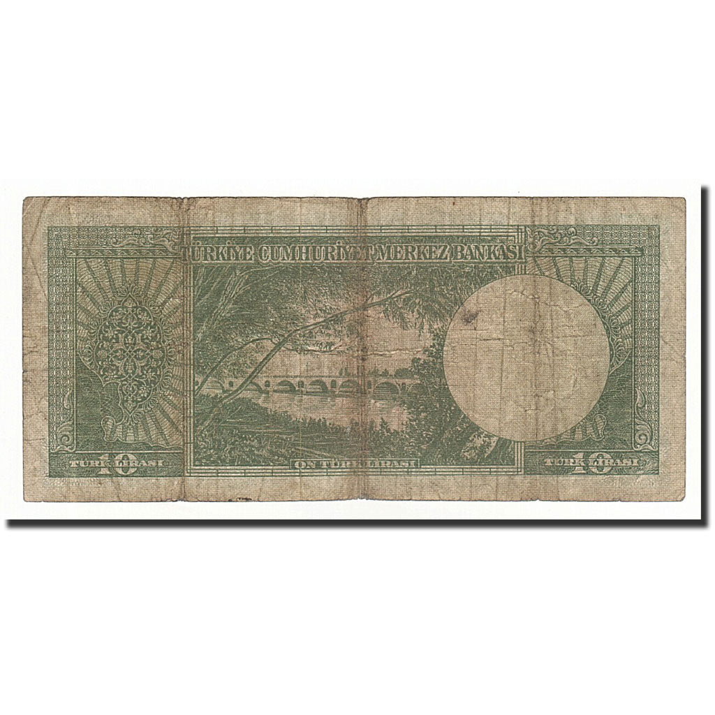 Turkey, 10 Lira, UNDATED 1963-1966, KM:New, VG(8-10)