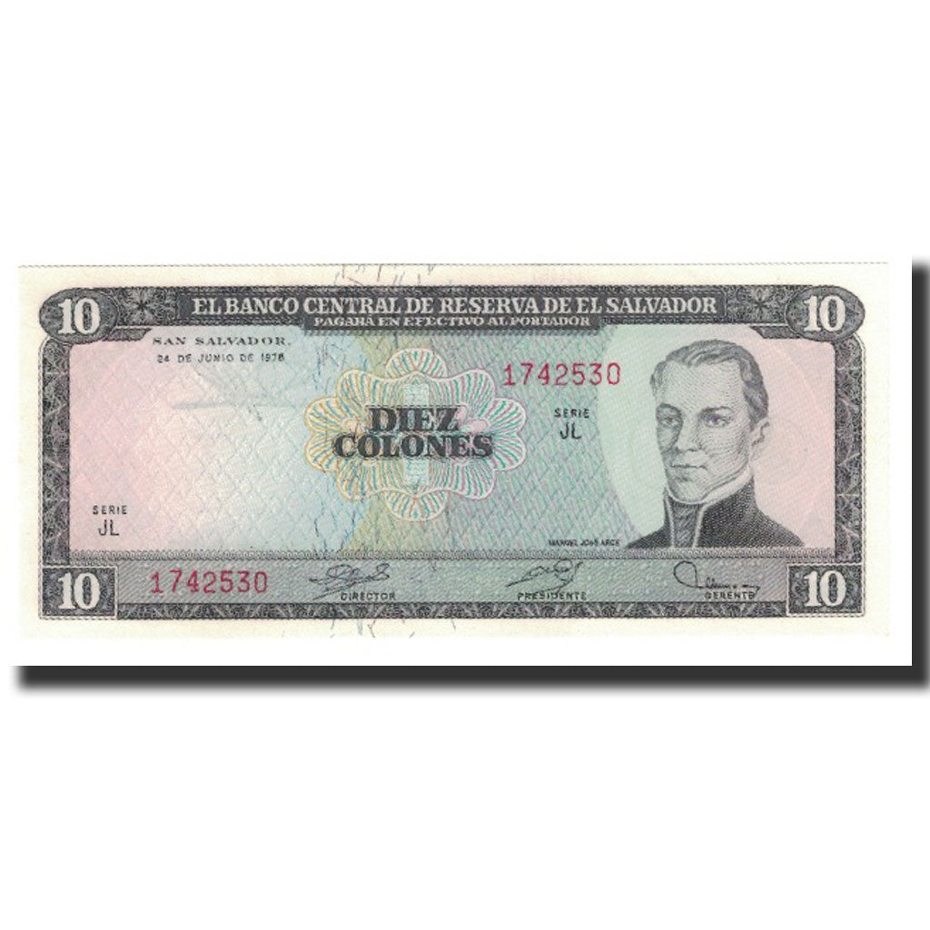 Billete, 10 Colones, El Salvador, KM:118a, 1976-06-24, UNC