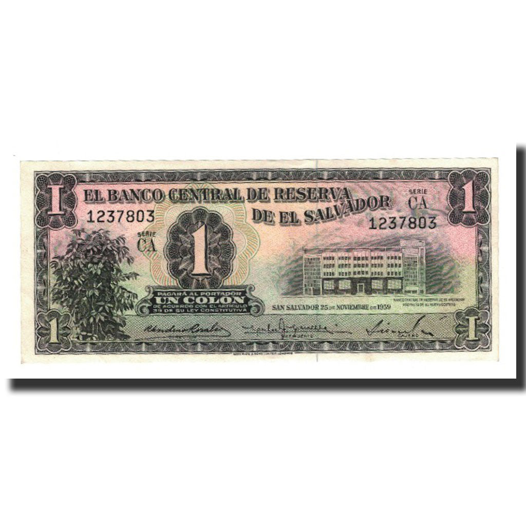 El Salvador, 1 Colon, 1959-11-25, KM:90b, UNC(65-70)