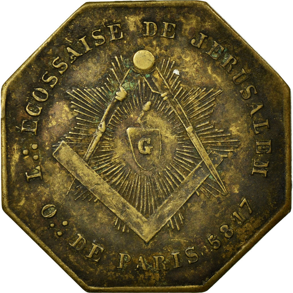 France, Token, Masonic, 1817, EF(40-45), Brass, Labouret:271