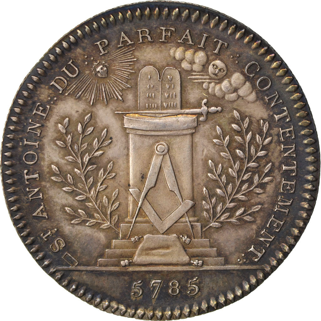 France, Masonic, Token, 1785, AU(55-58), Silver, Labouret #344, 10.84