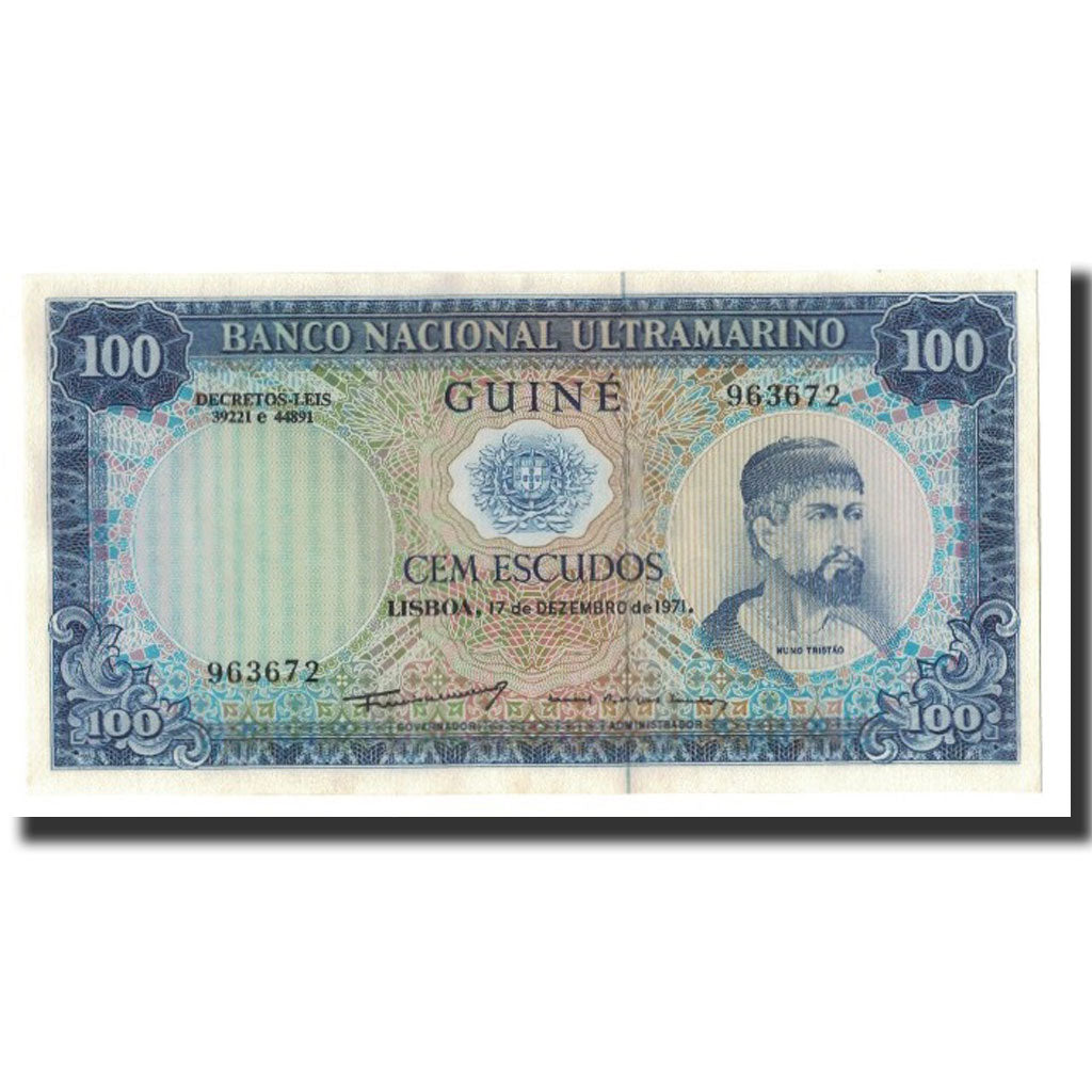 Banknot, Gwinea Portugalska, 100 Escudos, 1971-12-17, KM:45a, UNC(65-70)