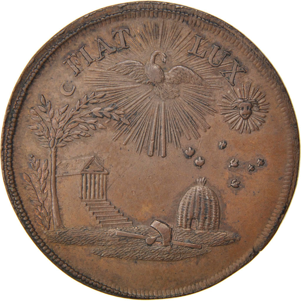 France, Masonic, Token, AU(55-58), Copper, Labouret #349, 9.60