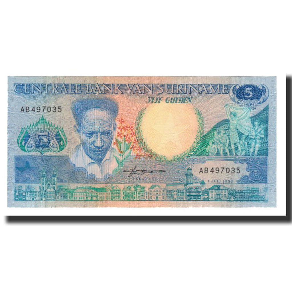 Surinam, 5 Gulden, 1986-07-01, KM:130a, UNC(65-70)