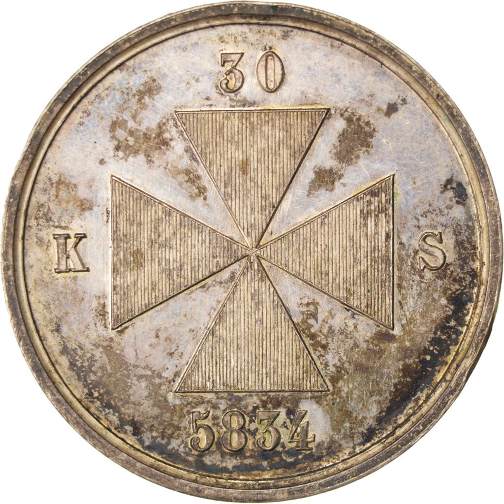 France, Masonic, Token, 1834, MS(60-62), Silver, Labouret #168, 6.90
