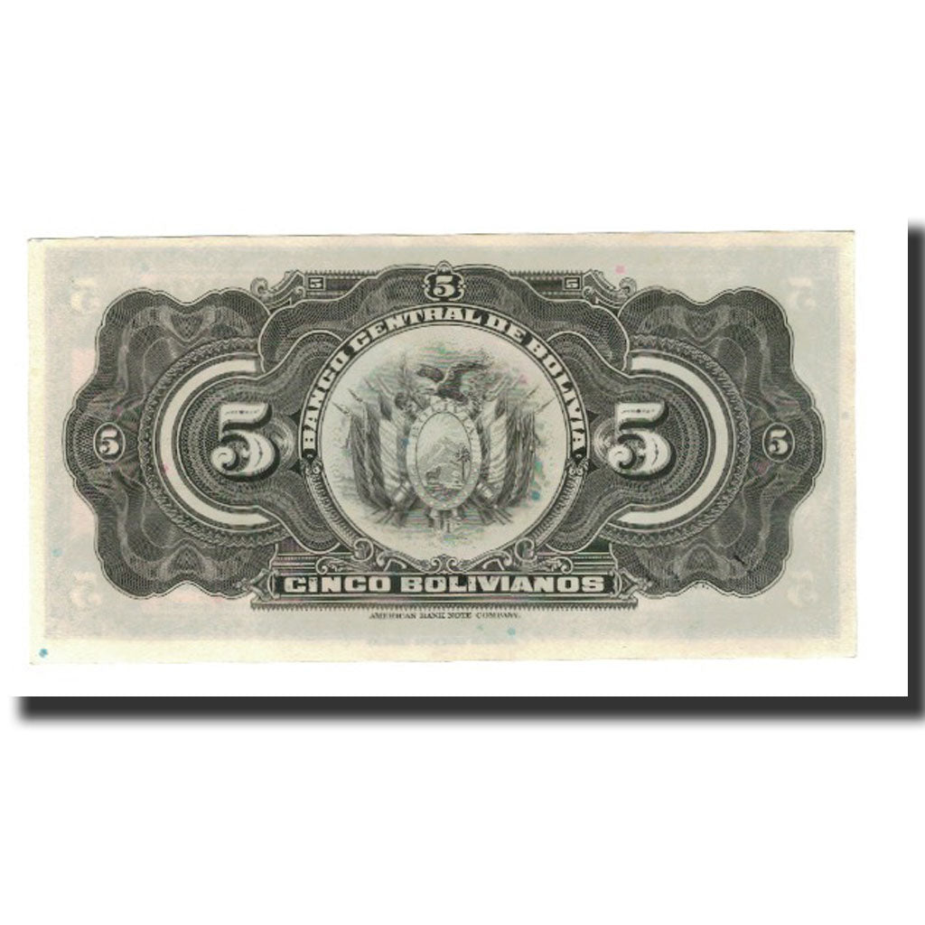 Banknote, Bolivia, 5 Bolivianos, L.1928, KM:120A, UNC(65-70)