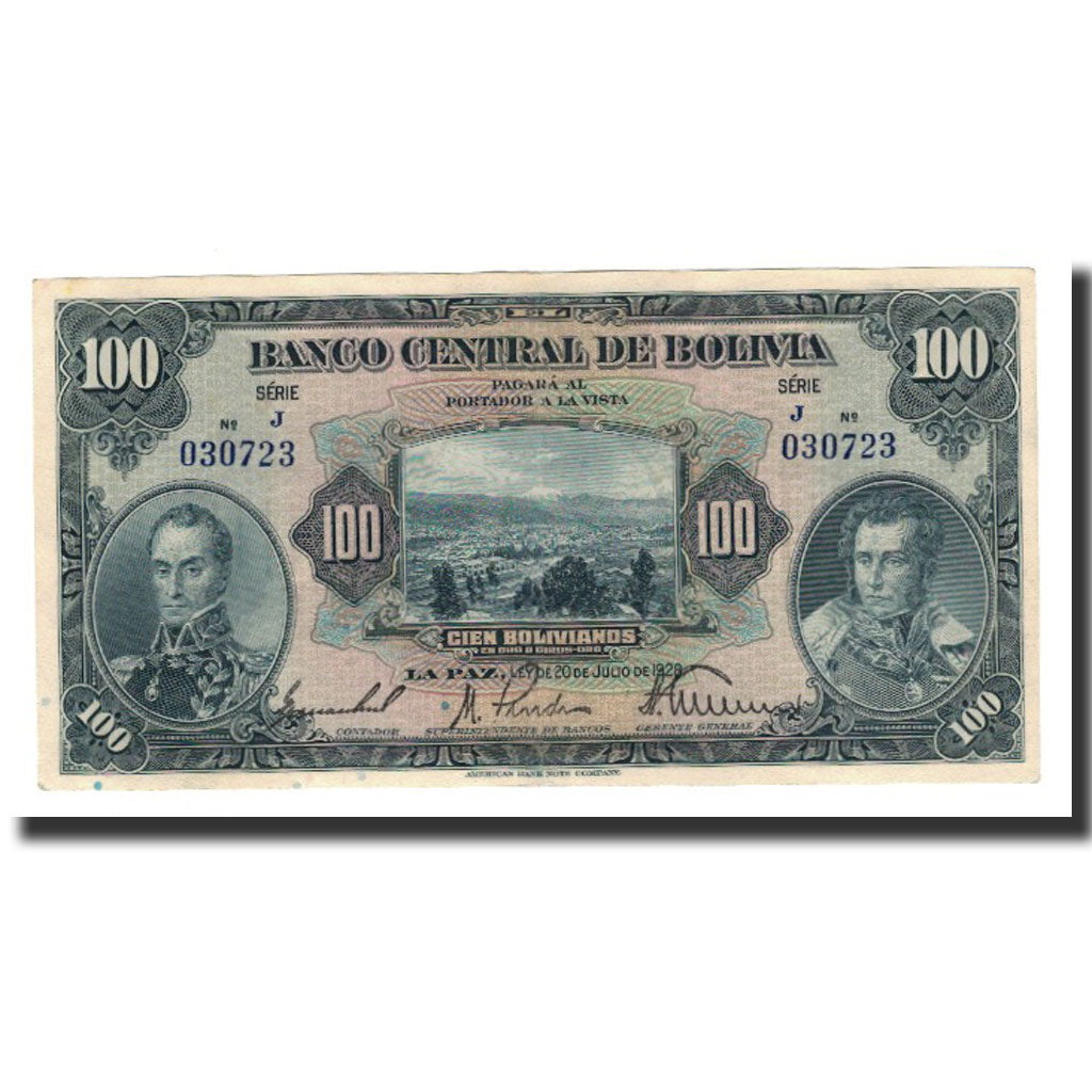 Banknote, Bolivia, 100 Bolivianos, L.1928, KM:125a, UNC(63)