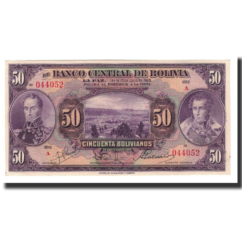 Billete, 50 Bolivianos, L.1928, Bolivia, KM:123a, SC+