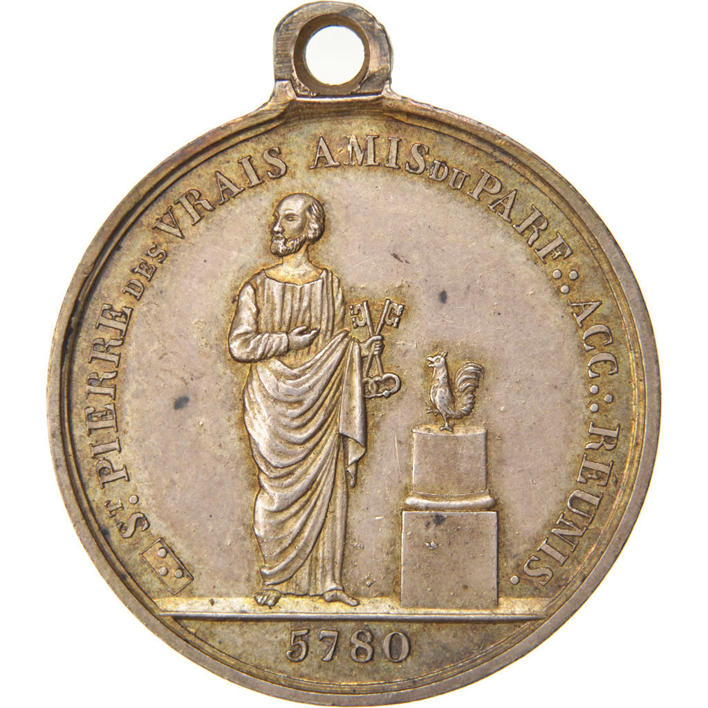 France, Masonic, Token, 1780, MS(60-62), Silver, Labouret #363, 16.87