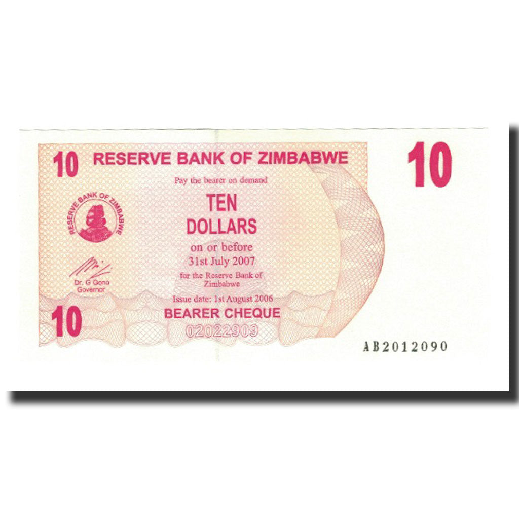 Banknote, Zimbabwe, 10 Dollars, 2006, KM:39, UNC(65-70)