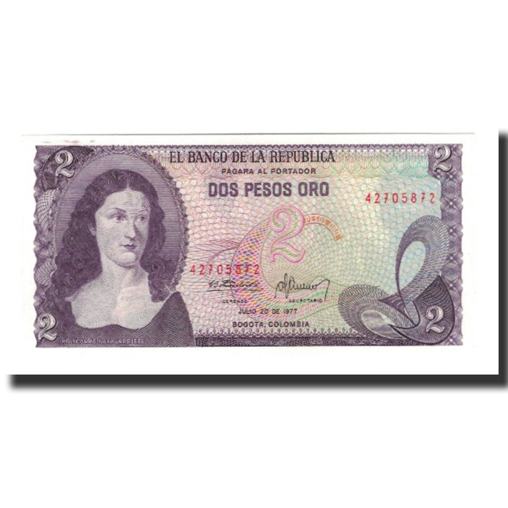 Banknote, Colombia, 2 Pesos Oro, 1977-07-20, KM:413b, UNC(65-70)