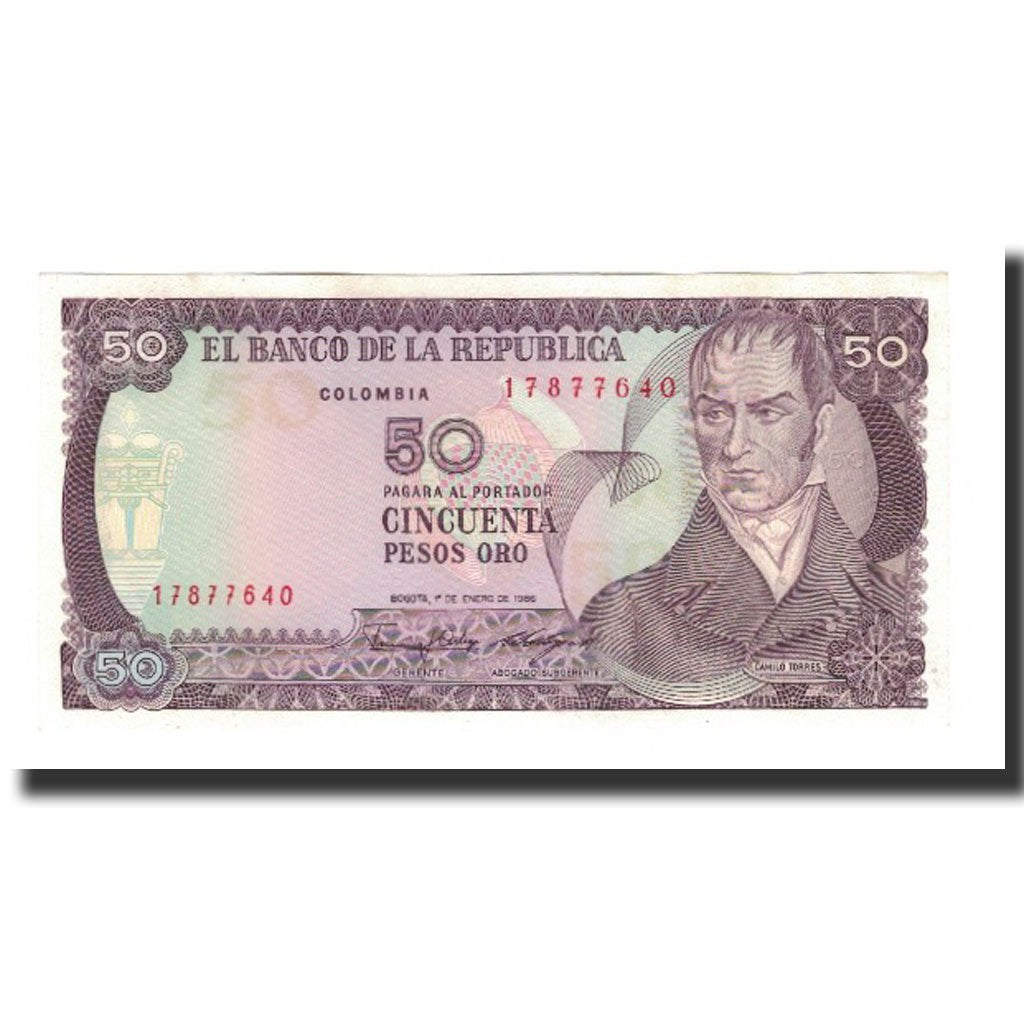 Banknot, Colombia, 50 Pesos Oro, 1986-01-01, KM:425b, UNC(65-70)
