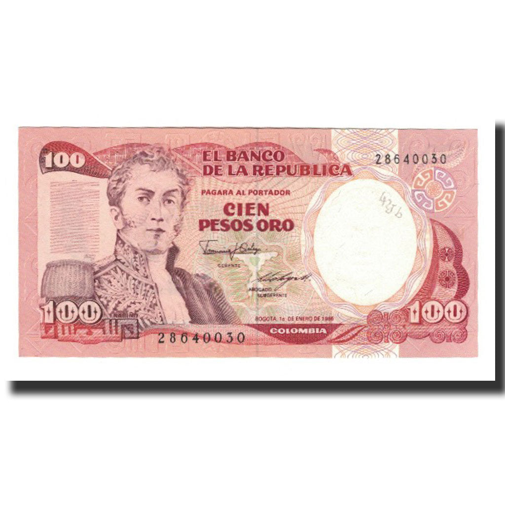 Banknote, Colombia, 100 Pesos Oro, 1986-01-01, KM:426b, UNC(65-70)