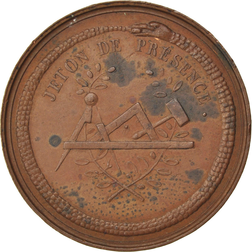 France, Masonic, Token, AU(55-58), Copper, Labouret #193, 10.77