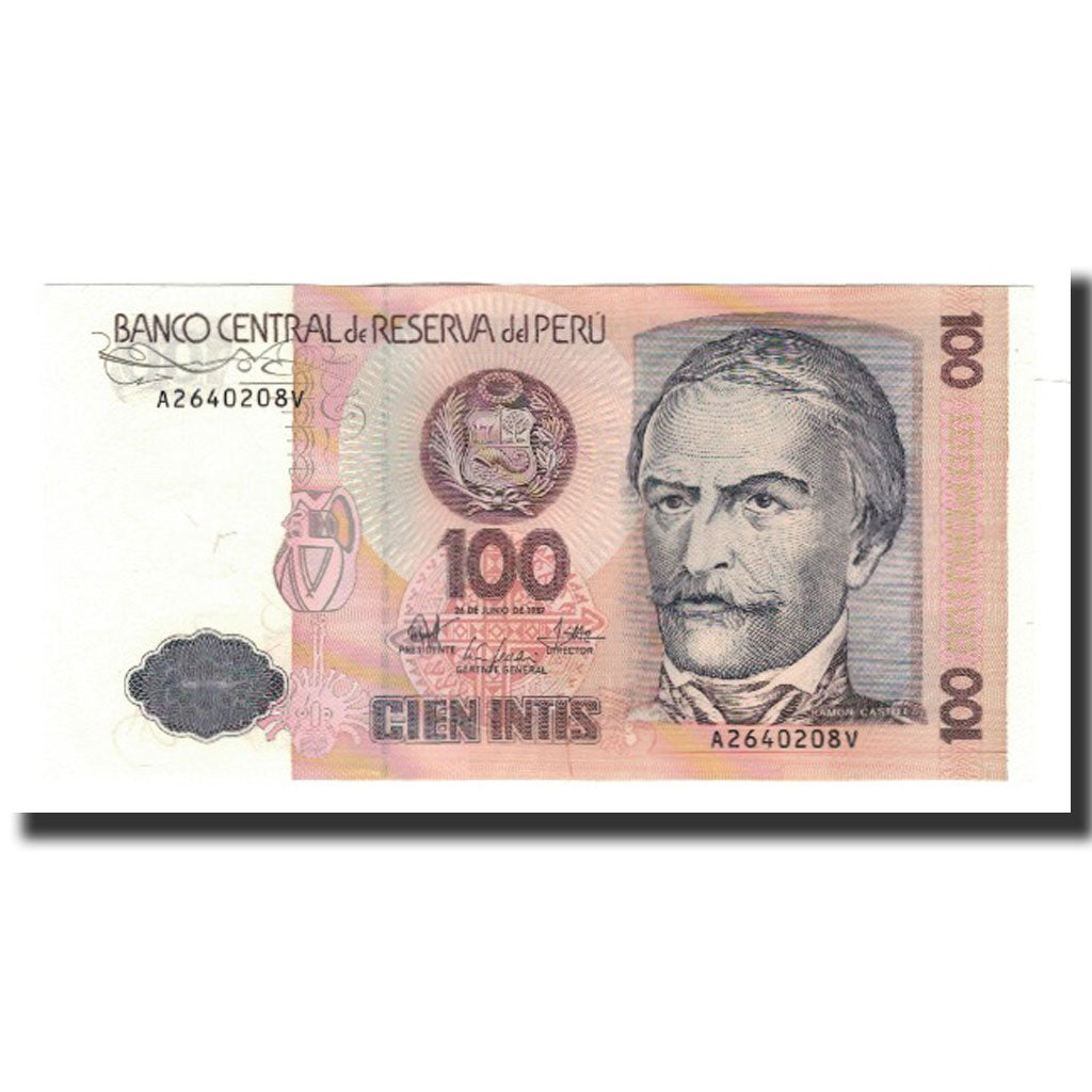 Banknot, Peru, 100 Intis, 1987-06-26, KM:133, UNC(65-70)