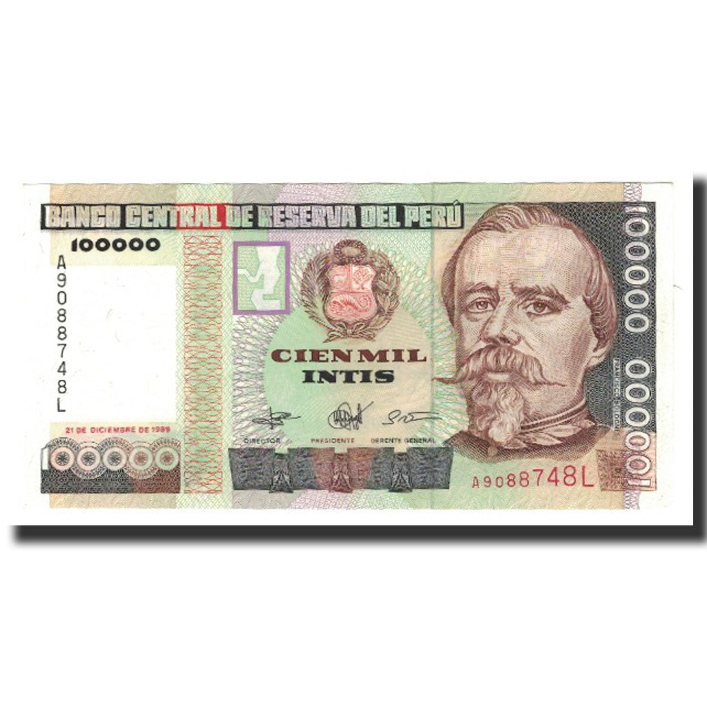 Banknote, Peru, 100,000 Intis, 1989-12-21, KM:145, UNC(65-70)