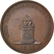 France, Masonic, Token, 1840, AU(55-58), Copper, Labouret #185, 8.91