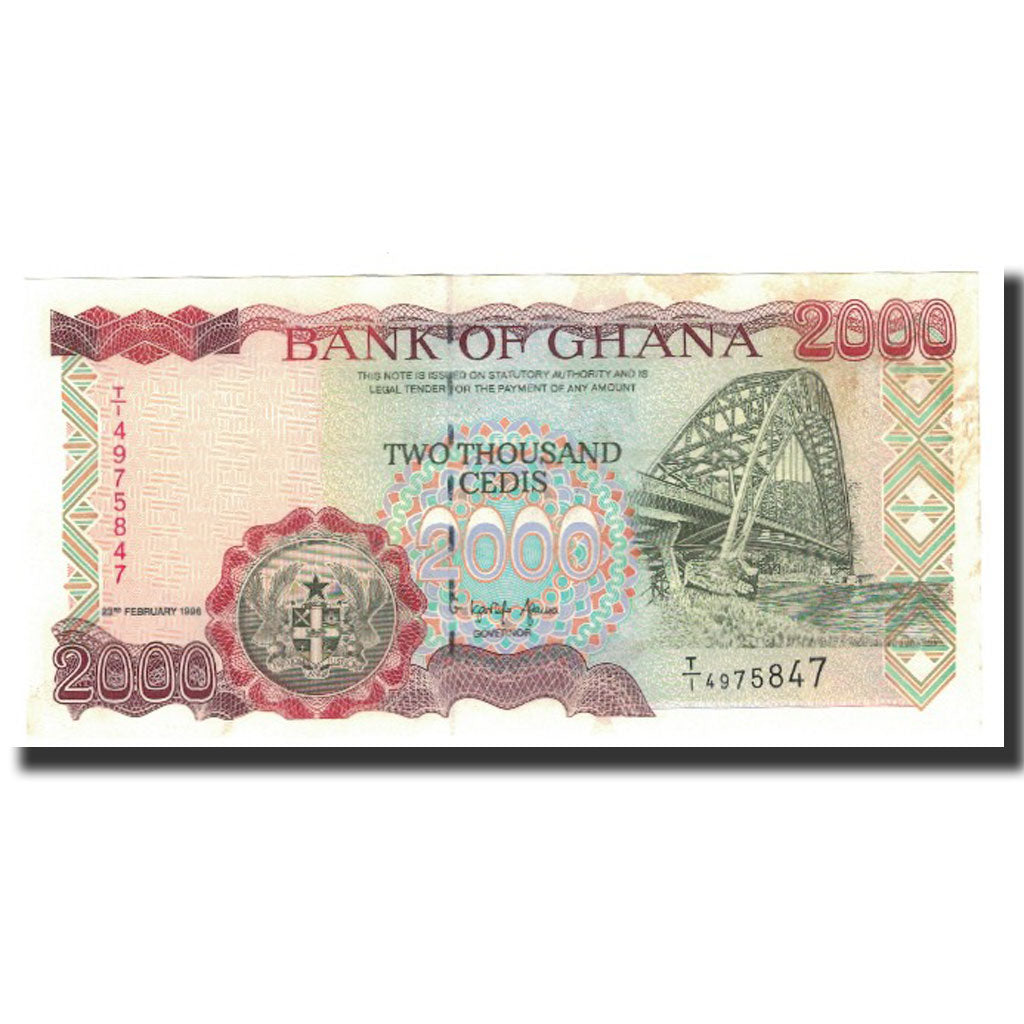 Biljet, Ghana, 2000 Cedis, 1996-02-23, KM:30c, SPL