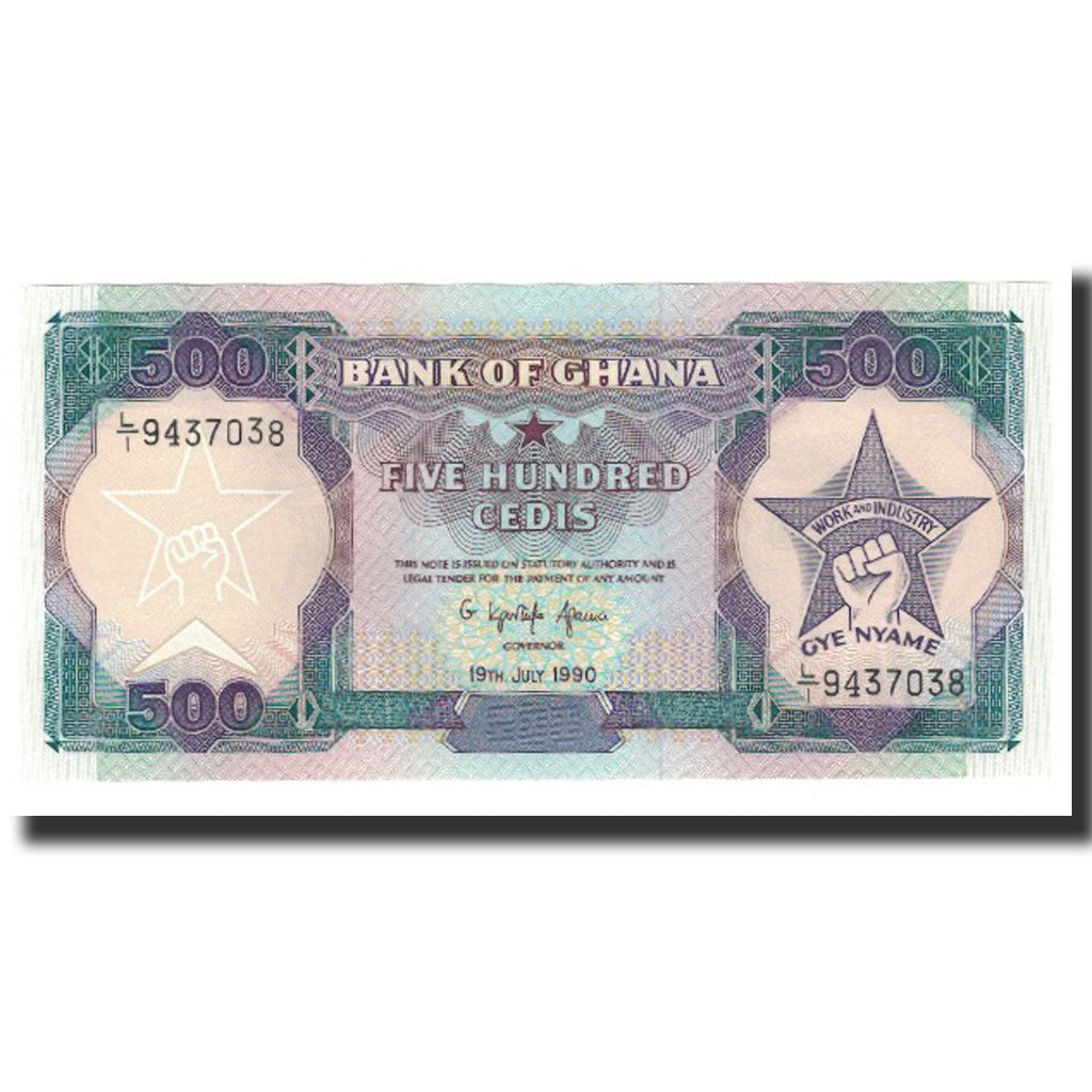 Ghana, 500 Cedis, 1990-07-19, KM:28b, UNC(65-70)