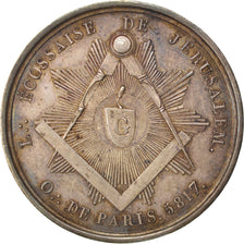France, Token, Masonic, Loge Ecossaise de Jérusalem, 1817, AU(55-58), Silver