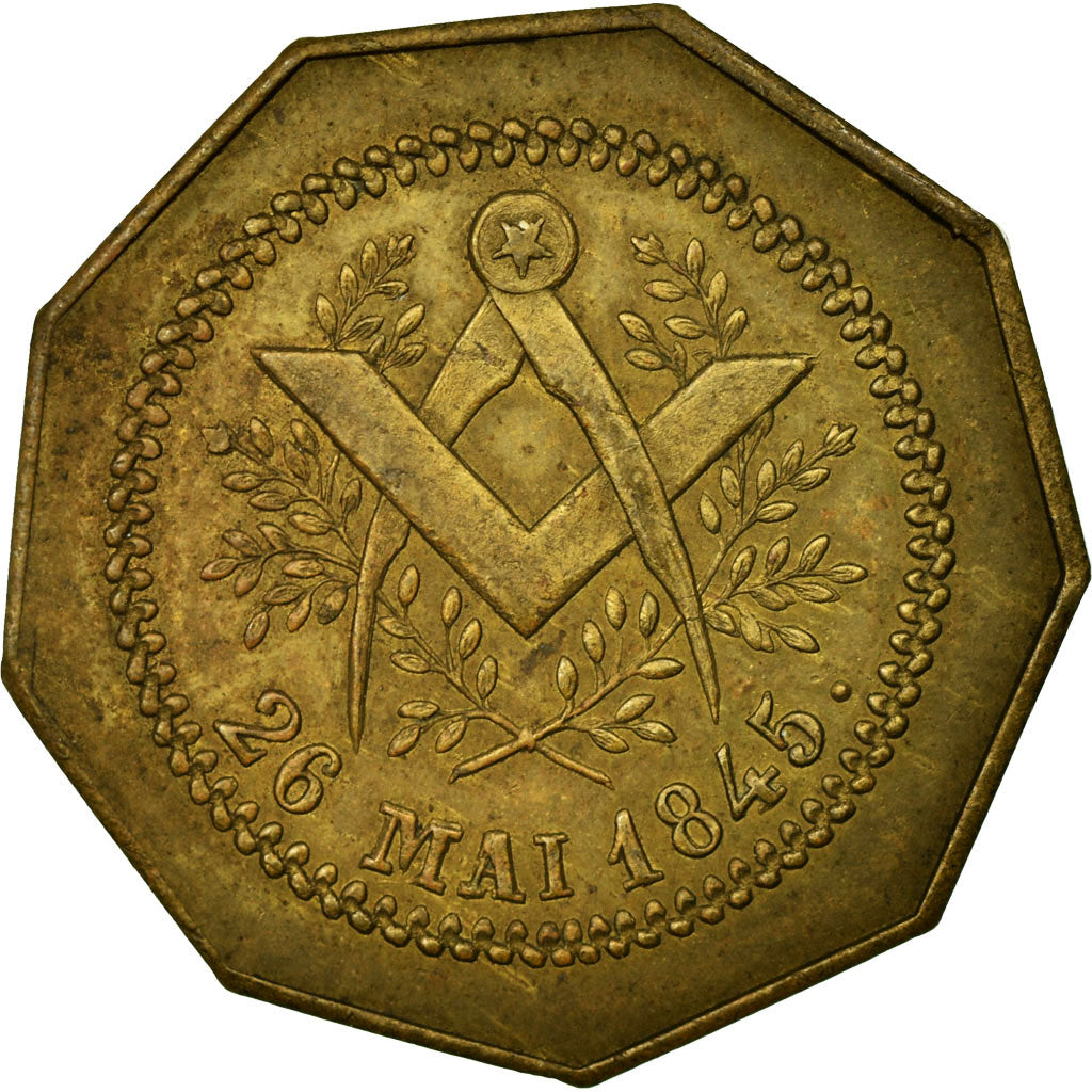 France, Token, Masonic, 1845, AU(55-58), Brass, Labouret:180