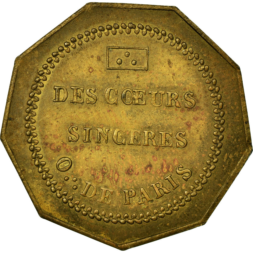 France, Token, Masonic, 1845, AU(55-58), Brass, Labouret:180