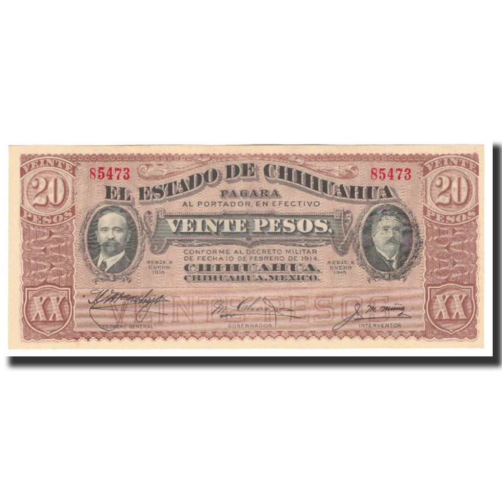 Banknote, Mexico - Revolutionary, 20 Pesos, 1915, KM:S537a, UNC(64)