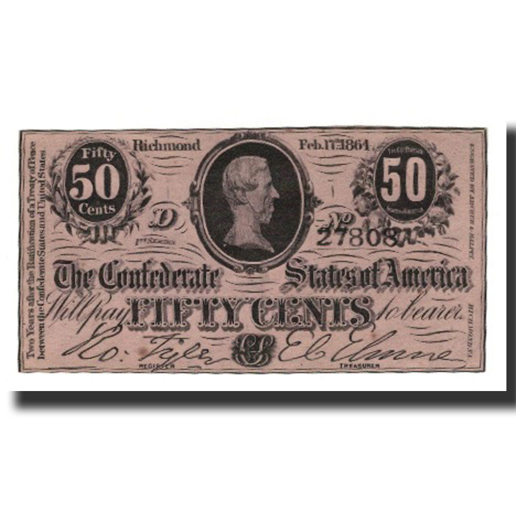 Banknote, Confederate States of America, 50 Cents, 1864-02-17, UNC(63)