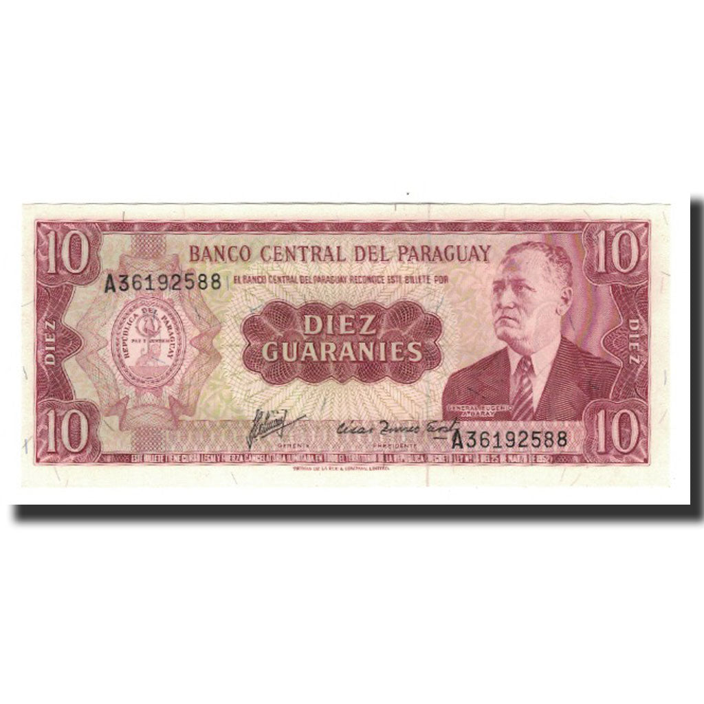 Banknote, Paraguay, 10 Guaranies, L1952, KM:196b, UNC(65-70)