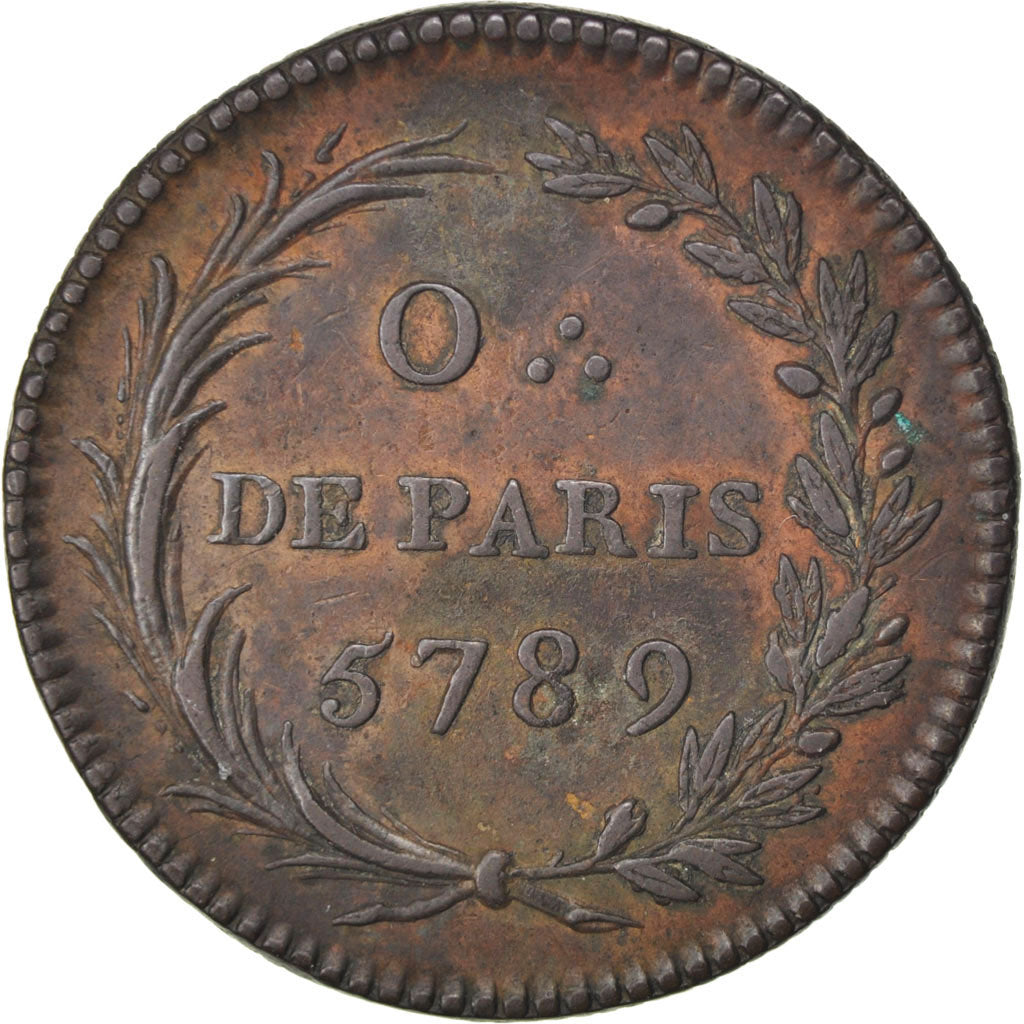France, Masonic, Token, 1789, EF(40-45), Copper, Labouret #101, 10.07