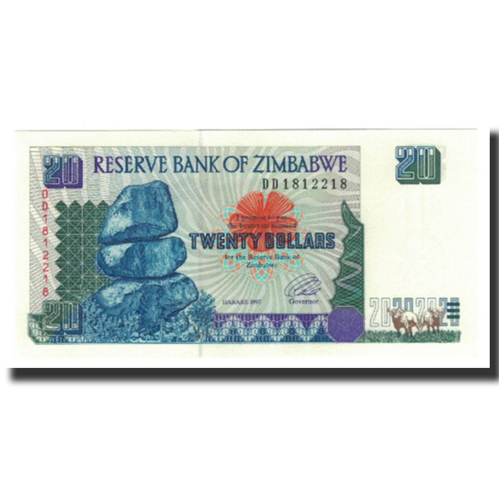 Banknote, Zimbabwe, 20 Dollars, 1997, KM:7a, UNC(65-70)